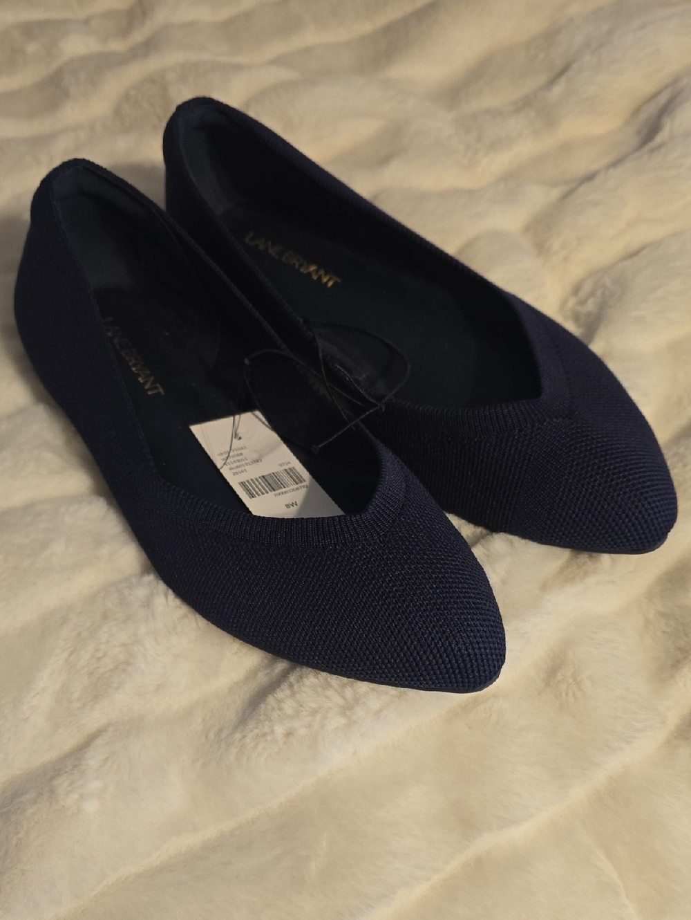 Womens Pointed Knit Ballet Flat - Navy by Lane Bryant